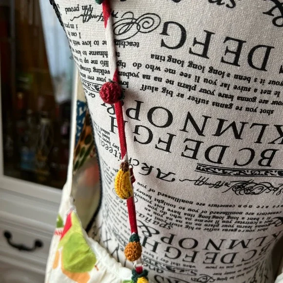 FARM Rio Mixed Picnic Tiered Maxi Dress with Fruit & Stripe Print M - Picture 4 of 11